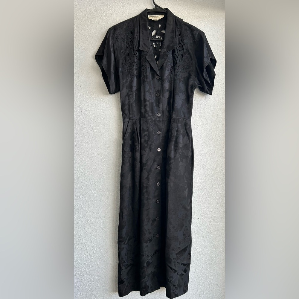 Mint Condition Vintage 100% Silk Black Butterfly Print Dress